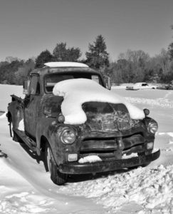 1954 Chevy Truck in the Snow - Call Armistead Computer & Internet Services, King William, Va.