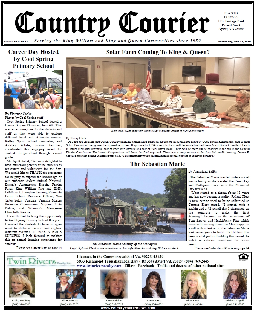 2019 06 12 Country Courier Front Page 