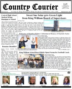 March 4, 2020 online issue of the Country Courier Newspaper. Serving the King William and King & Queen communities since 1989.
