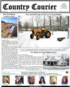 February 3, 2021, online issue of the Country Courier Newspaper. Serving the King William and King & Queen communities since 1989.