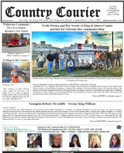 November 10, 2021, online issue of the Country Courier Newspaper. Serving the King William and King & Queen communities since 1989.