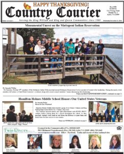 November 24, 2021, online issue of the Country Courier Newspaper. Serving the King William and King & Queen communities since 1989.