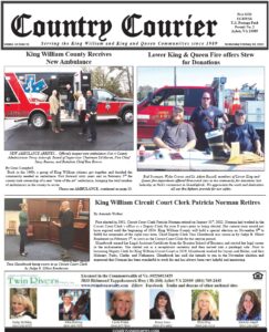 February 16, 2022, online issue of the Country Courier Newspaper. Serving the King William and King & Queen communities since 1989.