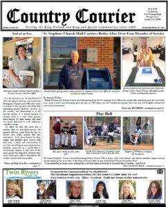 March 30, 2022, online issue of the Country Courier Newspaper. Serving the King William and King & Queen communities since 1989.