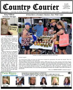 August 31, 2022, online issue of the Country Courier Newspaper. Serving the King William and King & Queen communities since 1989.
