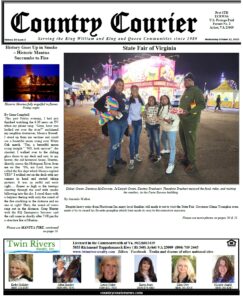 October 12, 2022, online issue of the Country Courier Newspaper. Serving the King William and King & Queen communities since 1989.