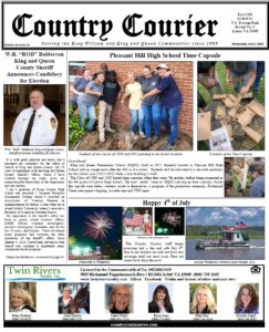 July 5, 2023, online issue of the Country Courier Newspaper. Serving the King William and King & Queen communities since 1989.