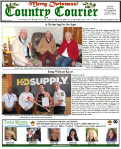 December 20, 2023, online issue of the Country Courier Newspaper. Serving the King William and King & Queen communities since 1989.