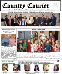 January 4, 2024, online issue of the Country Courier Newspaper. Serving the King William and King & Queen communities since 1989.