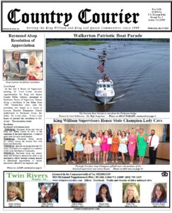 July 17, 2024, online issue of the Country Courier Newspaper. Serving the King William and King & Queen communities since 1989.