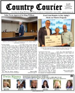 February 12, 2025, online issue of the Country Courier Newspaper. Serving the King William and King & Queen communities since 1989.