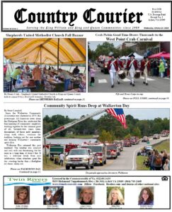 October 14, 2026, online issue of the Country Courier Newspaper. Serving the King William and King & Queen communities since 1989.
